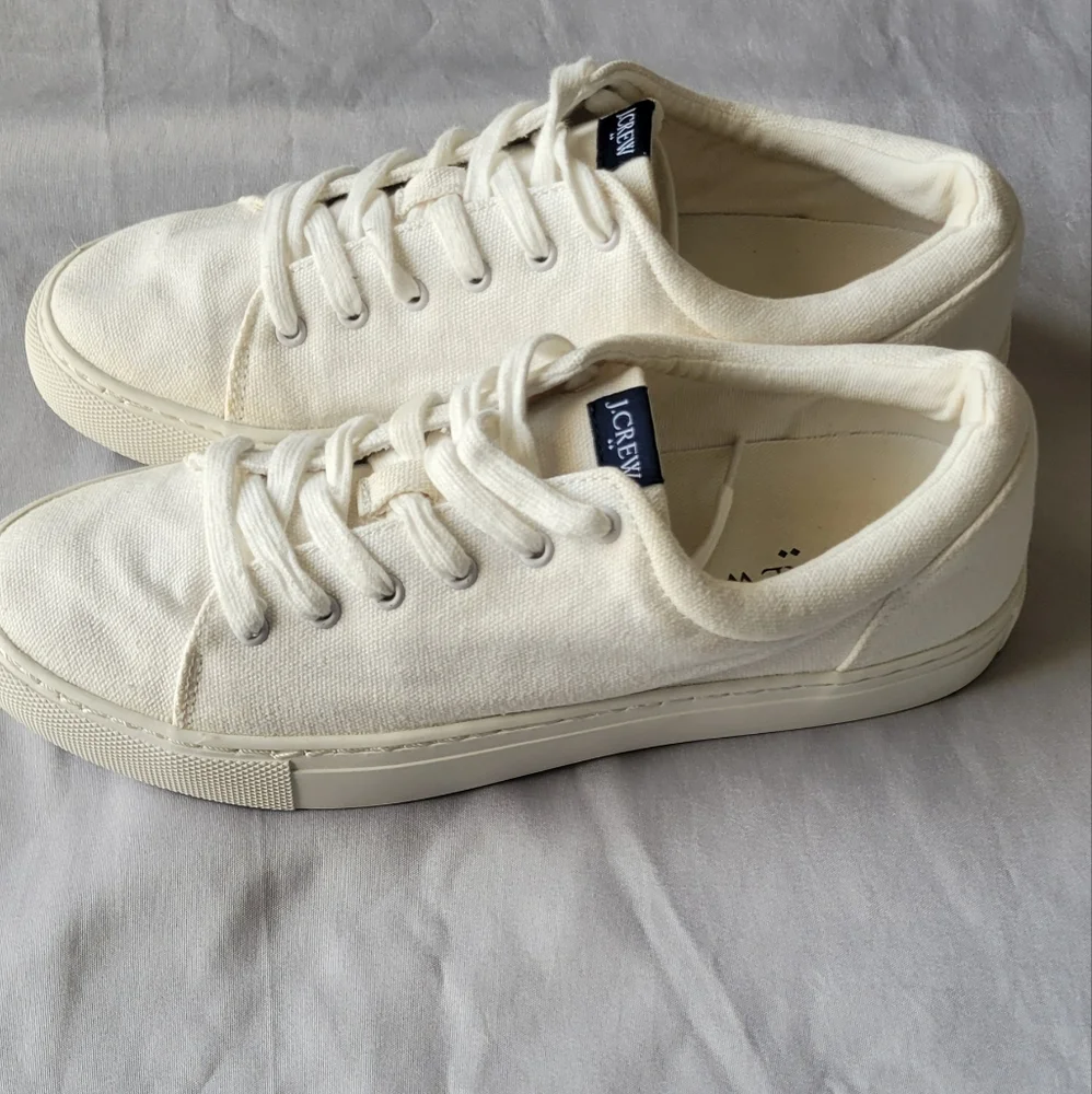 J.Crew White Road Trip Canvas Sneakers Womens Size 7H Casual Low Top Tennis Shoe